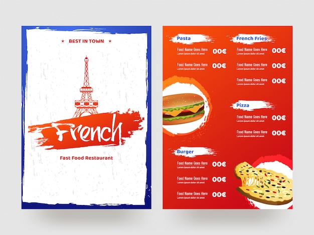 Fast Food Menu In French