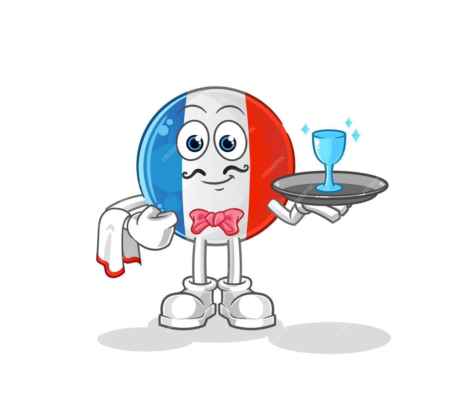 Premium Vector | French flag waiter cartoon. cartoon mascot vector