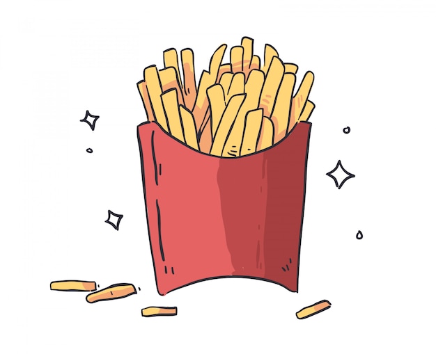 Premium Vector | French fries doodle illustration