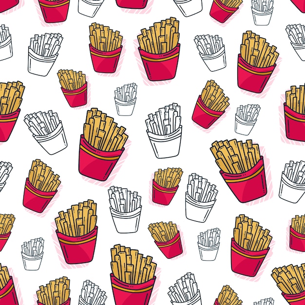 Premium Vector | French fries pattern seamless background