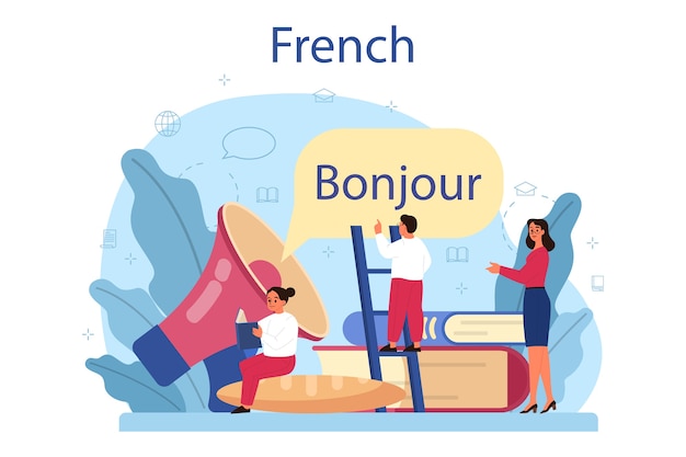 Premium Vector French Learning Concept 8875