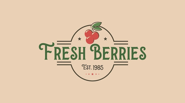 Premium Vector | Fresh berries logo design concept in retro style