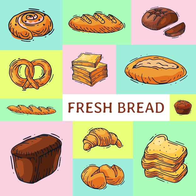 Fresh Bread Loaf Banner Illustration Premium Vector