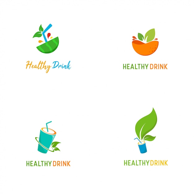 Fresh and colorful healthy drink logo template | Premium Vector