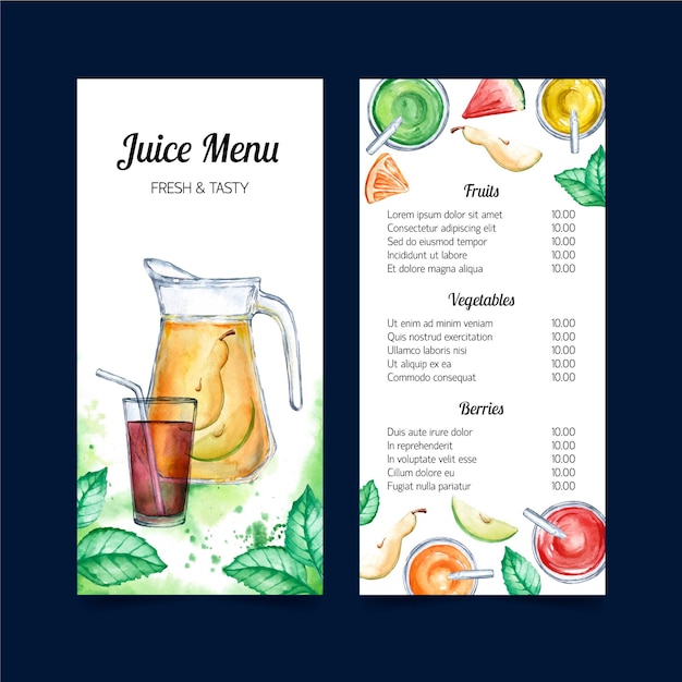 Premium Vector Fresh juice menu template