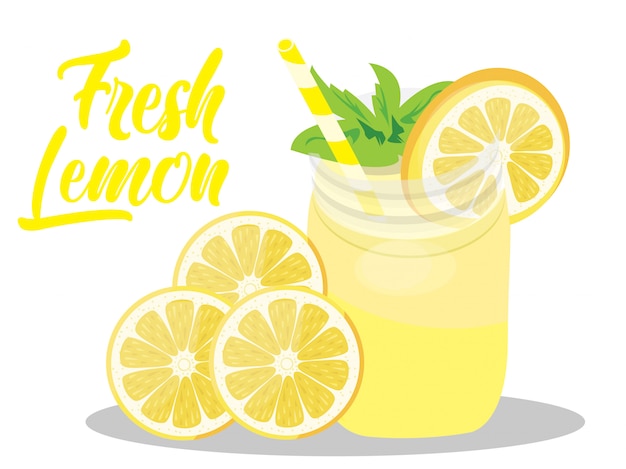 Premium Vector | Fresh lemon juice vector isolated on white