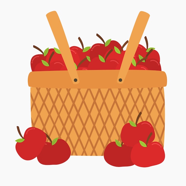 Premium Vector | Fresh red apples in a basket. fresh fruits