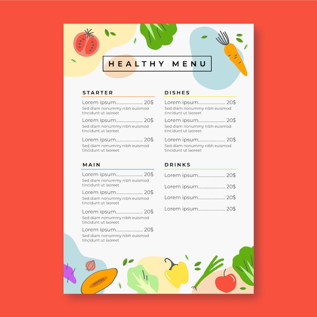 Free Vector | Fresh vegetables restaurant menu