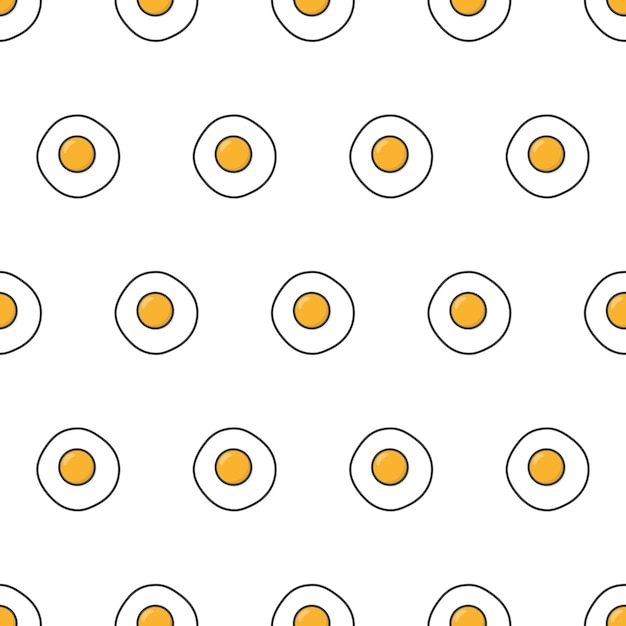 目玉焼きのシームレスなパターン オムレツの卵のテーマのイラスト プレミアムベクター