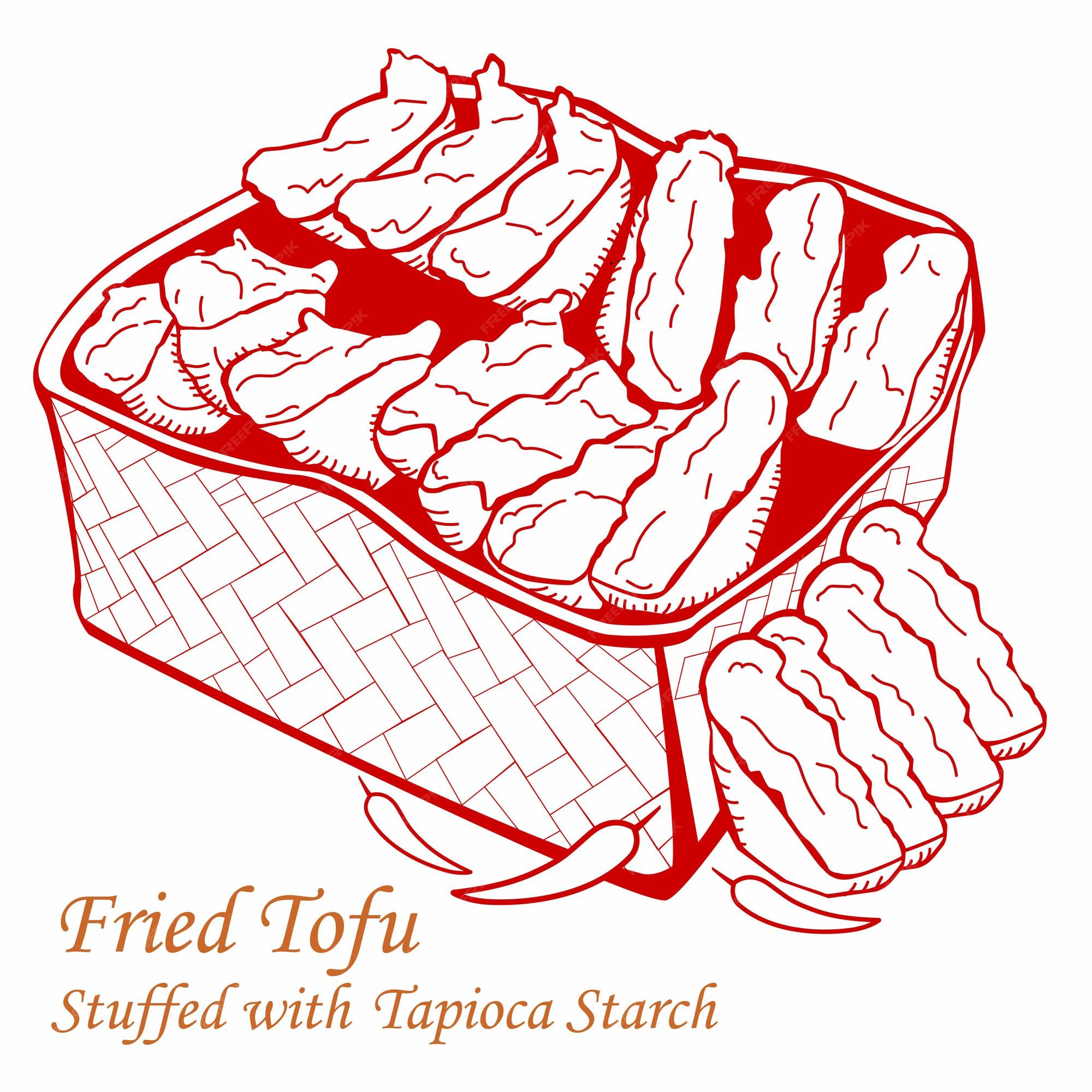 Premium Vector Fried Tofu Tahu Aci Stuffed With Tapioca Starch In