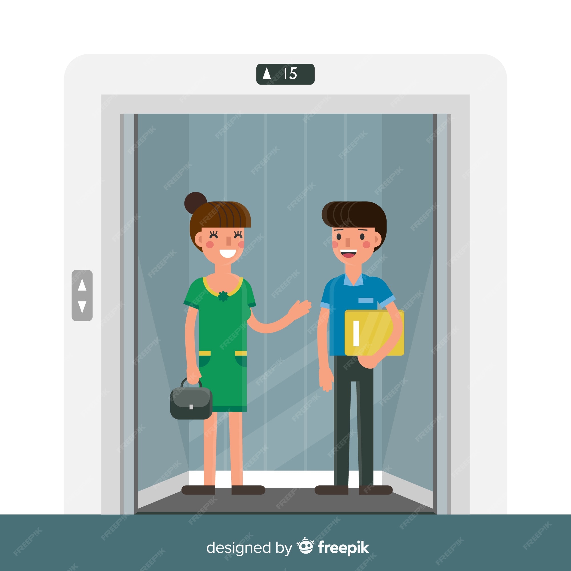 Free Vector | Friendly couple in elevator