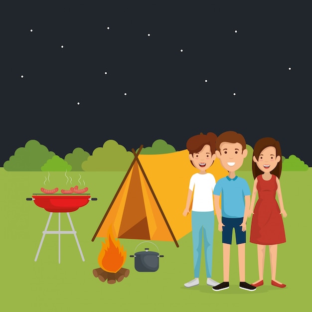 Download Friends in the camping zone | Free Vector