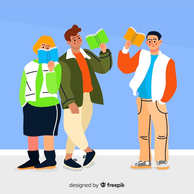 Friends characters illustration reading Vector | Free Download