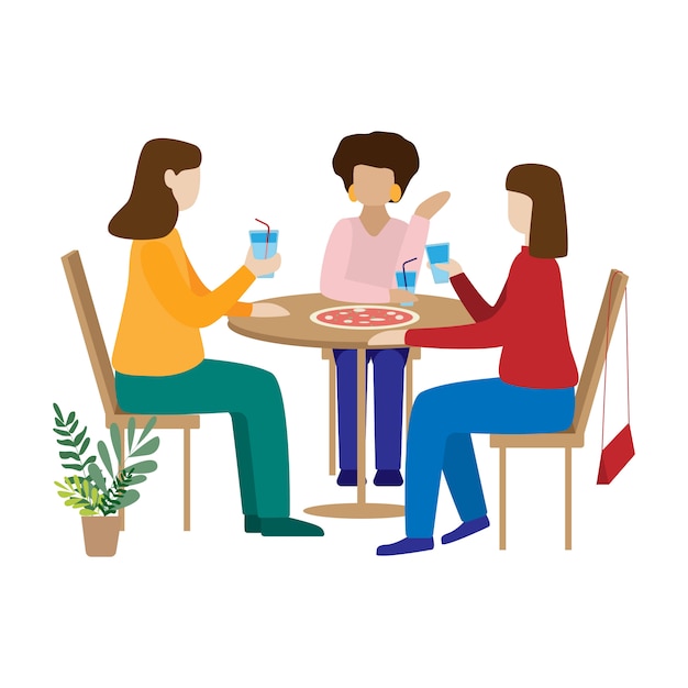 Premium Vector | Friends Drinking Coffee And Chatting.