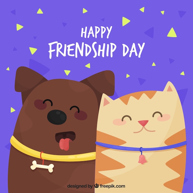 Friendship day background with cute animals Vector | Free Download