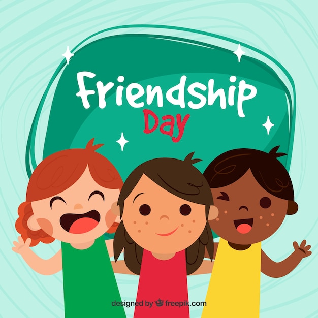 Download Free Freepik Friendship Day Background With Three Children Vector For Use our free logo maker to create a logo and build your brand. Put your logo on business cards, promotional products, or your website for brand visibility.