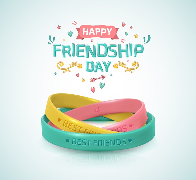 Rubber Bracelets For Best Friends Yellow And Green Friendship Day Happy  Holiday Of Amity Two Silicone Wristbands On White Background Stock  Illustration - Download Image Now - iStock