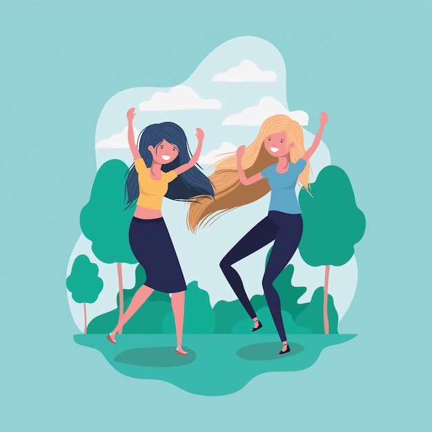 Friendship of girls cartoons Free Vector
