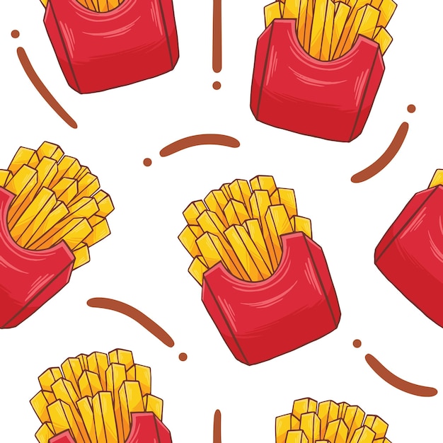 Premium Vector | Fries fast food seamless pattern in flat design style