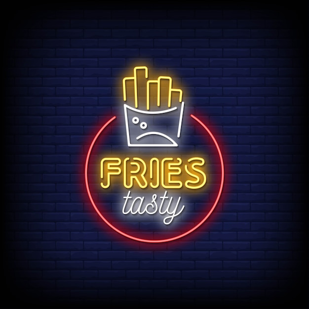 Premium Vector Fries Tasty Neon Signs Style Text 1029