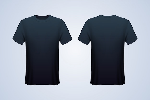 Download Premium Vector Front And Back Black T Shirt Mockup