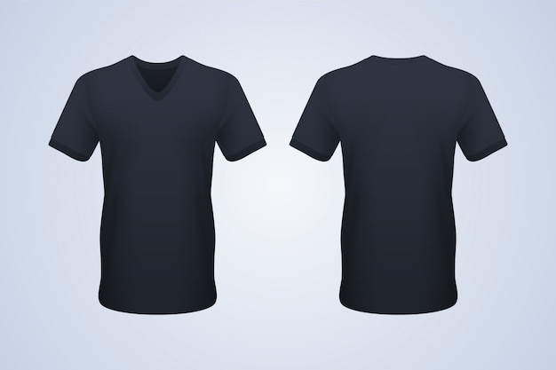 Download Premium Vector | Front and back black v-neck t-shirt