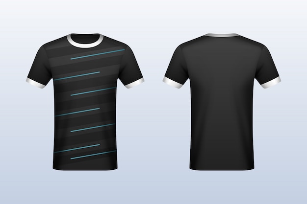 Download Front and back black with blue strips jersey mockup ...