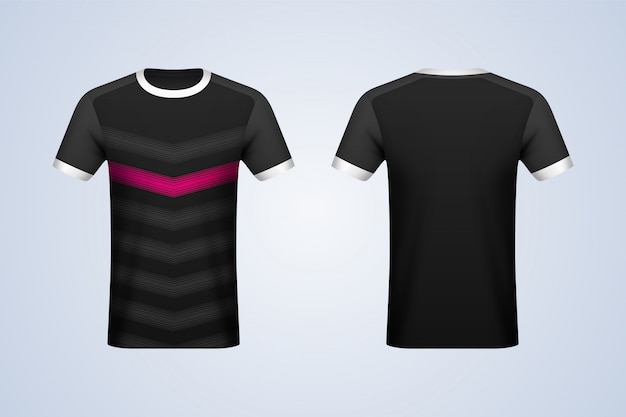 Premium Vector | Front and back black with strips jersey mockup