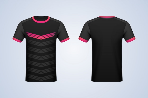 Download Front and back black with strips jersey mockup Vector ...