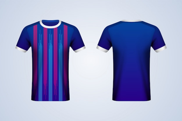 Download Front and back blue and red strips jersey mockup Vector ...