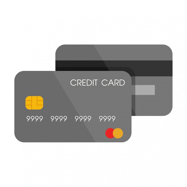 Front and back of gray credit card in flat design. | Premium Vector