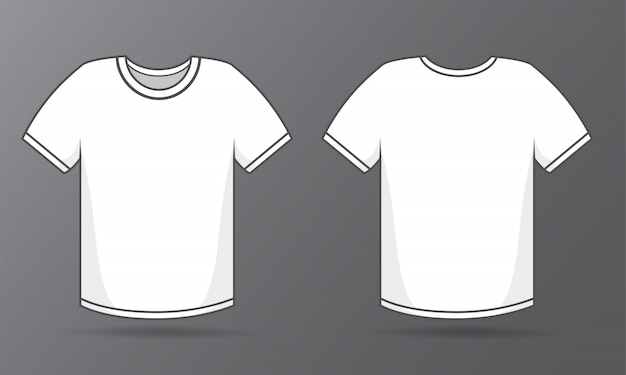 Download Front and back templates simple white t-shirt Vector ...