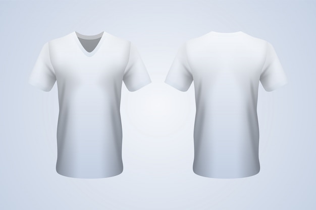Premium Vector | Front and back white v-neck t-shirt