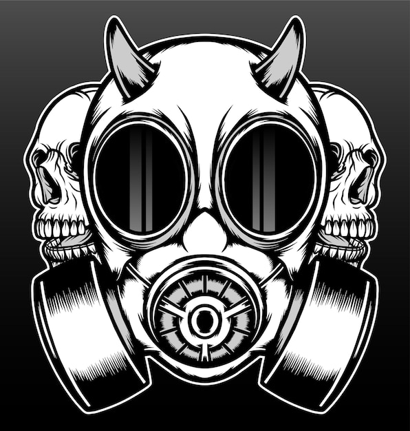 Premium Vector | Front gas mask with skull isolated on black