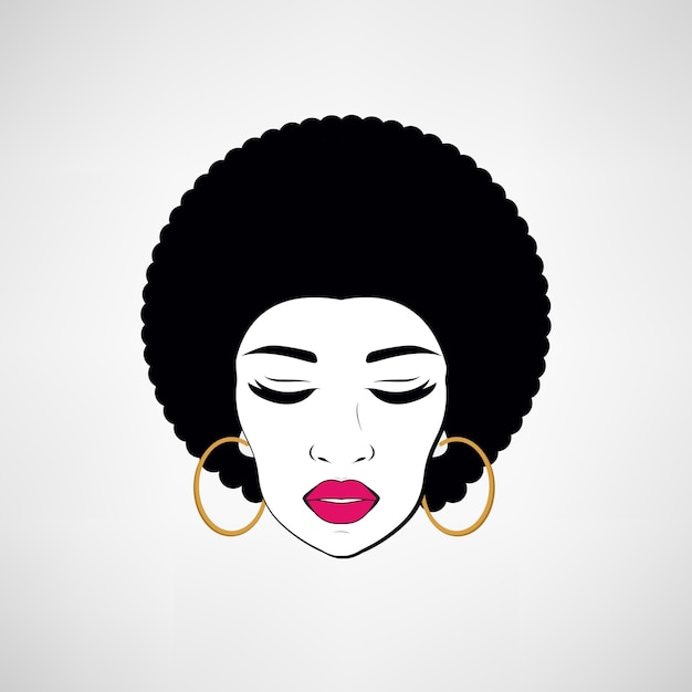 Download Front view portrait of a black woman face Vector | Premium ...