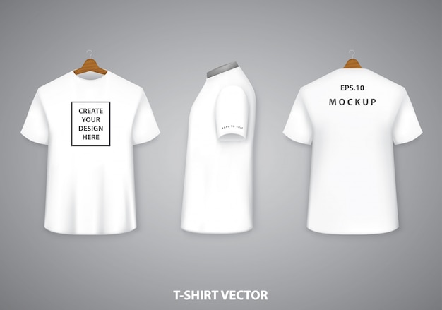 Download Premium Vector Front View Side View And Back View T Shirt Template