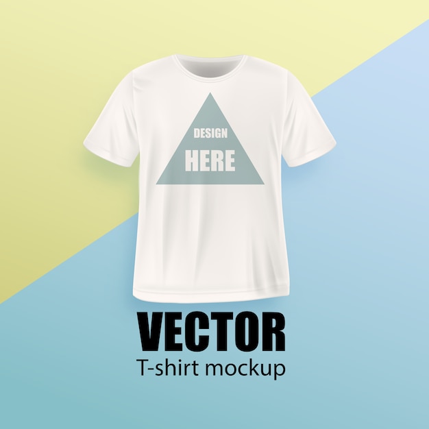 Download Front view of white men's t-shirt realistic mockup Vector ...