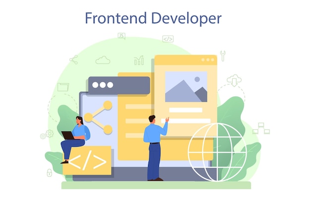 Premium Vector Frontend Developer Concept Website Interface Design Improvement Programming