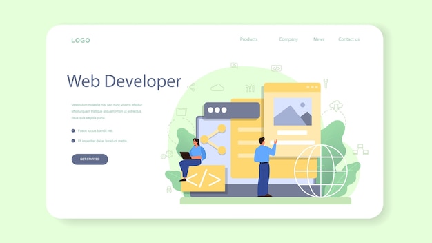 Premium Vector | Frontend Developer Web Banner Or Landing Page