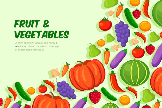 果物と野菜の壁紙 無料のベクター