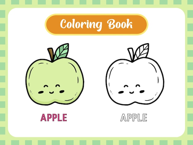 Download Premium Vector Fruit Apple Coloring Page Book For Kids