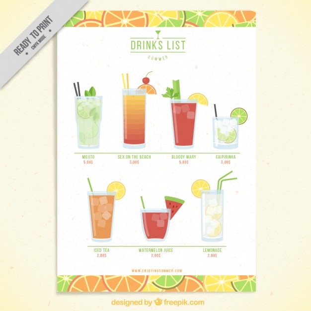 Fruit drink list template