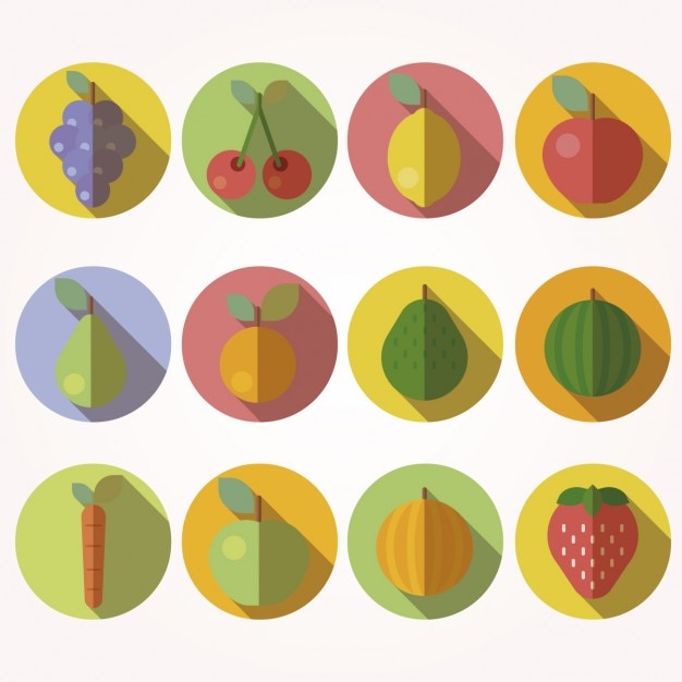 Download Free Vector | Fruit icons in flat design style