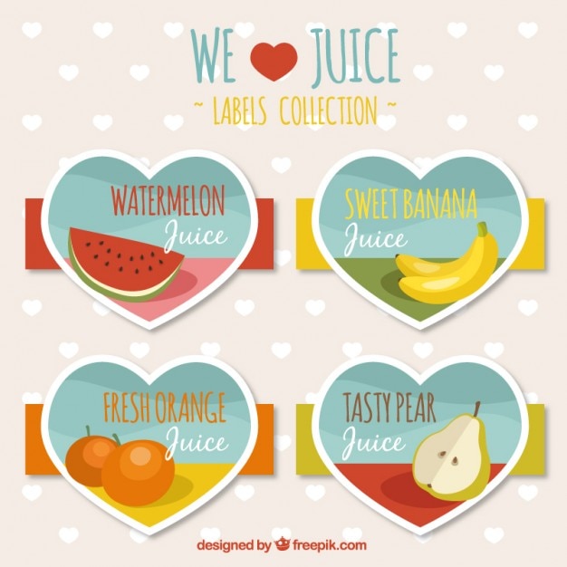Fruit juice labels heart shaped