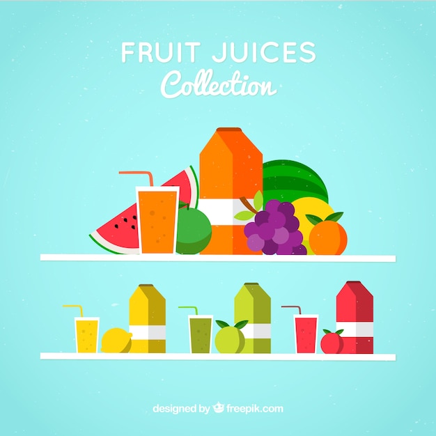 Fruit juices collection in flat design