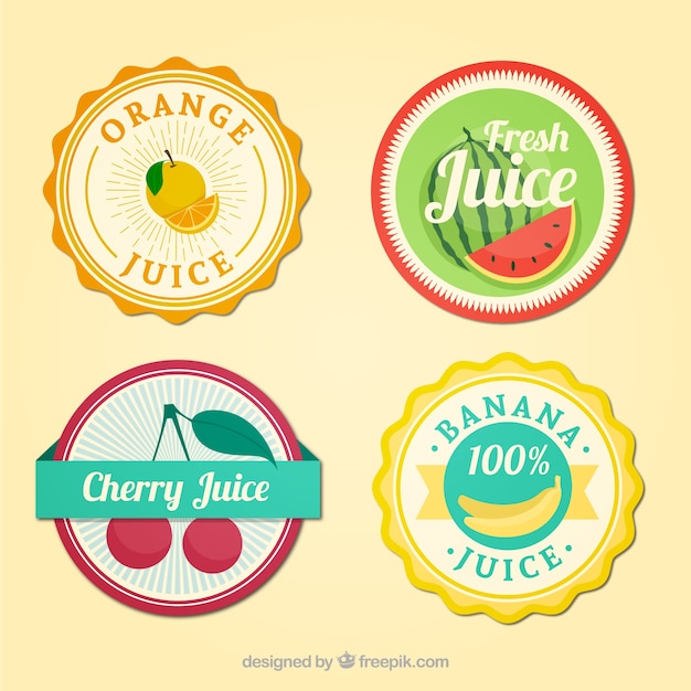 Fruit juices rounded labels