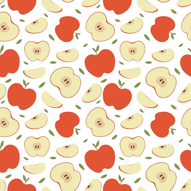 Premium Vector | Fruit pattern apples and apple slices vector seamless ...