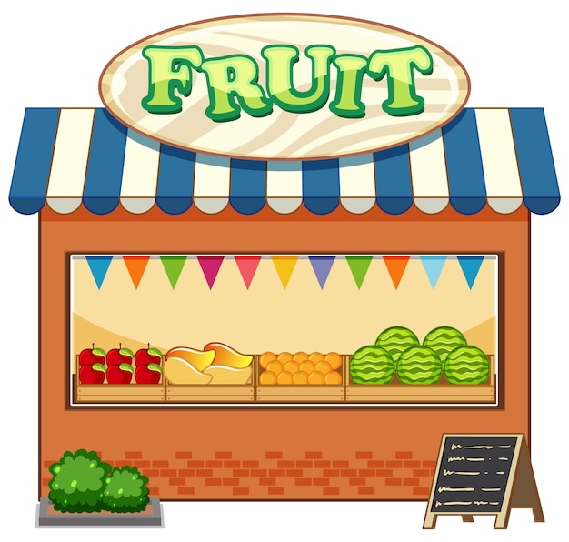 Free Vector | Fruit shop with fruit cartoon style isolated