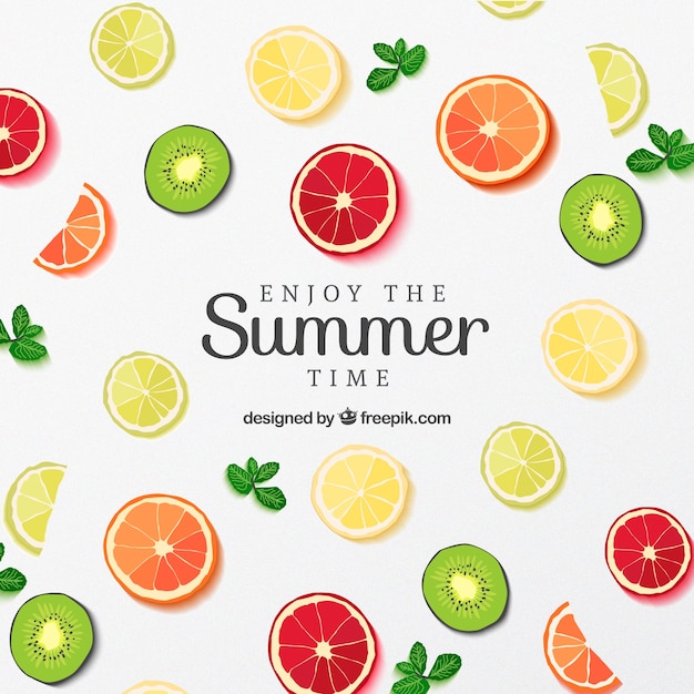 Download Fruit slices poster for summer | Free Vector