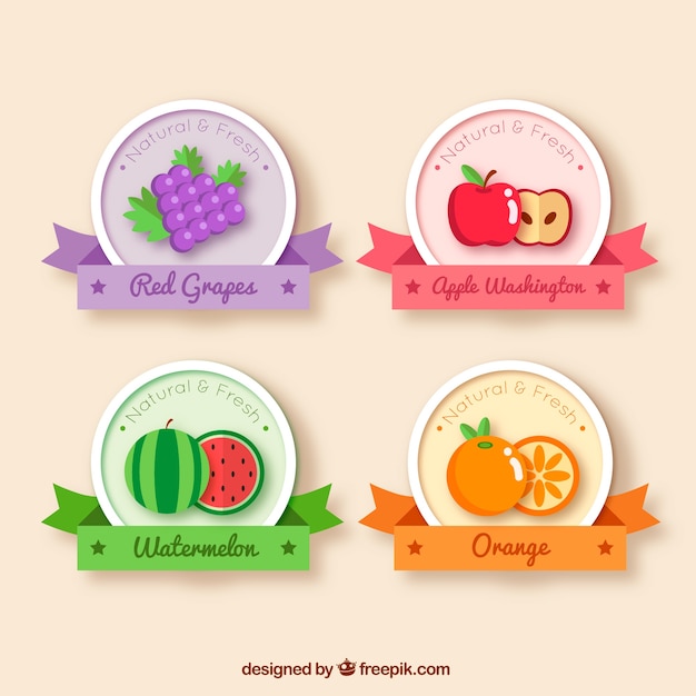 Fruit stickers with decorative ribbons
